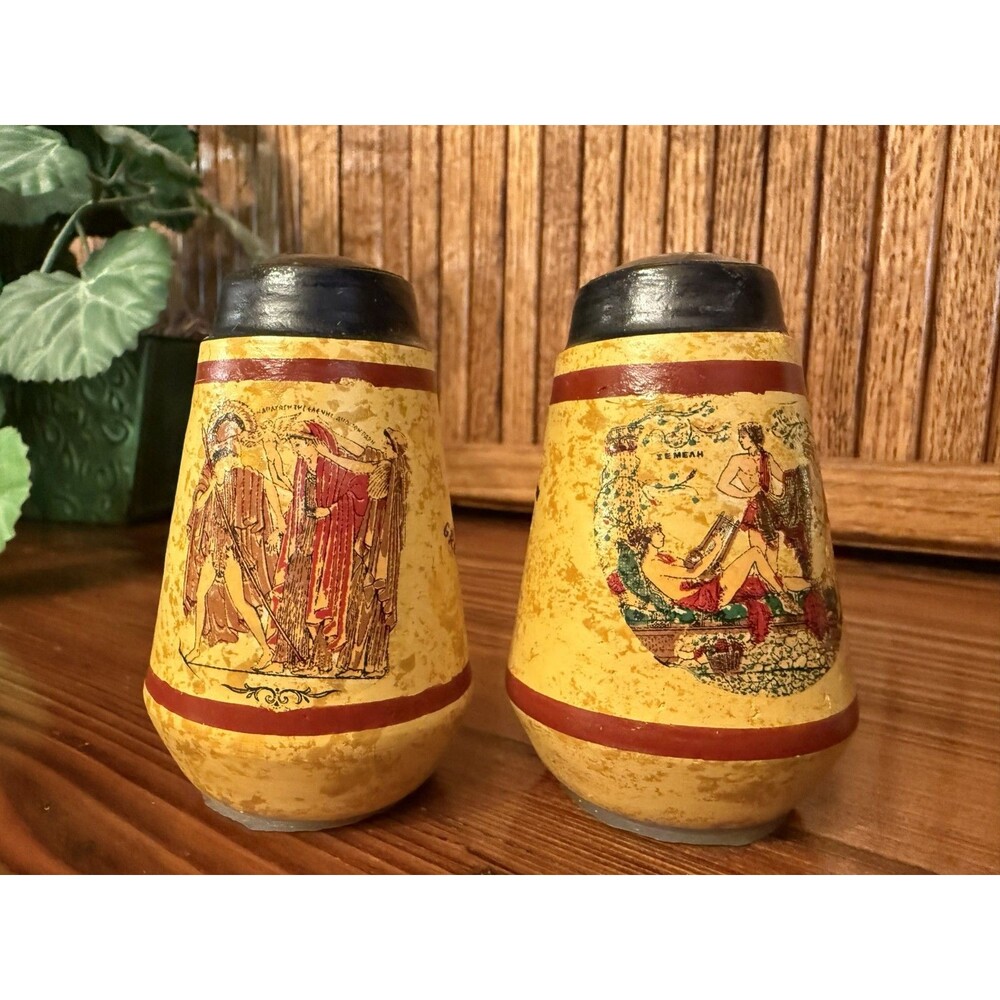 Vintage Greece Salt and Pepper Shakers Greek Mythology Souvenir Ceramic